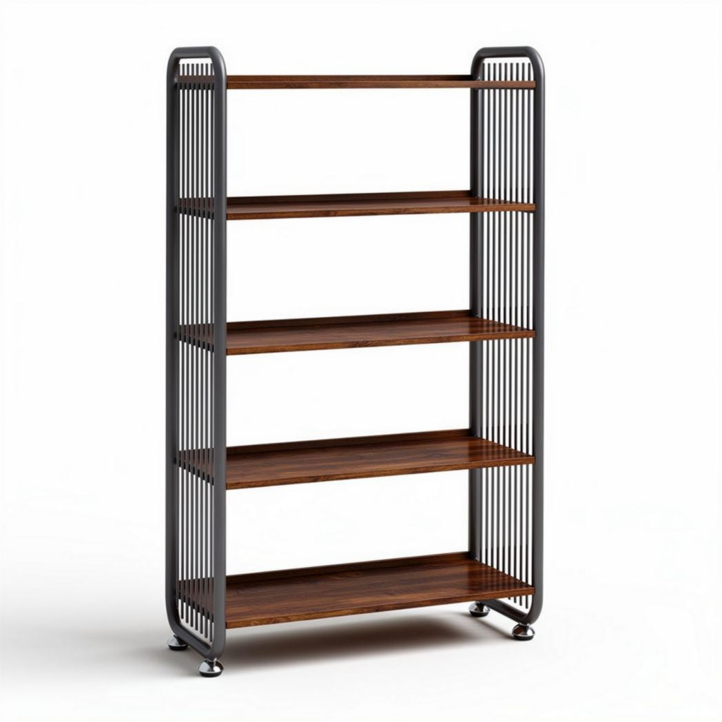 Étagère en métal et bois pour rangement 80 x 30 x 180cm couleur brun et gris