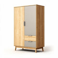 Armoire en bois avec portes en verre et tiroirs 80 x 40 x 160cm
