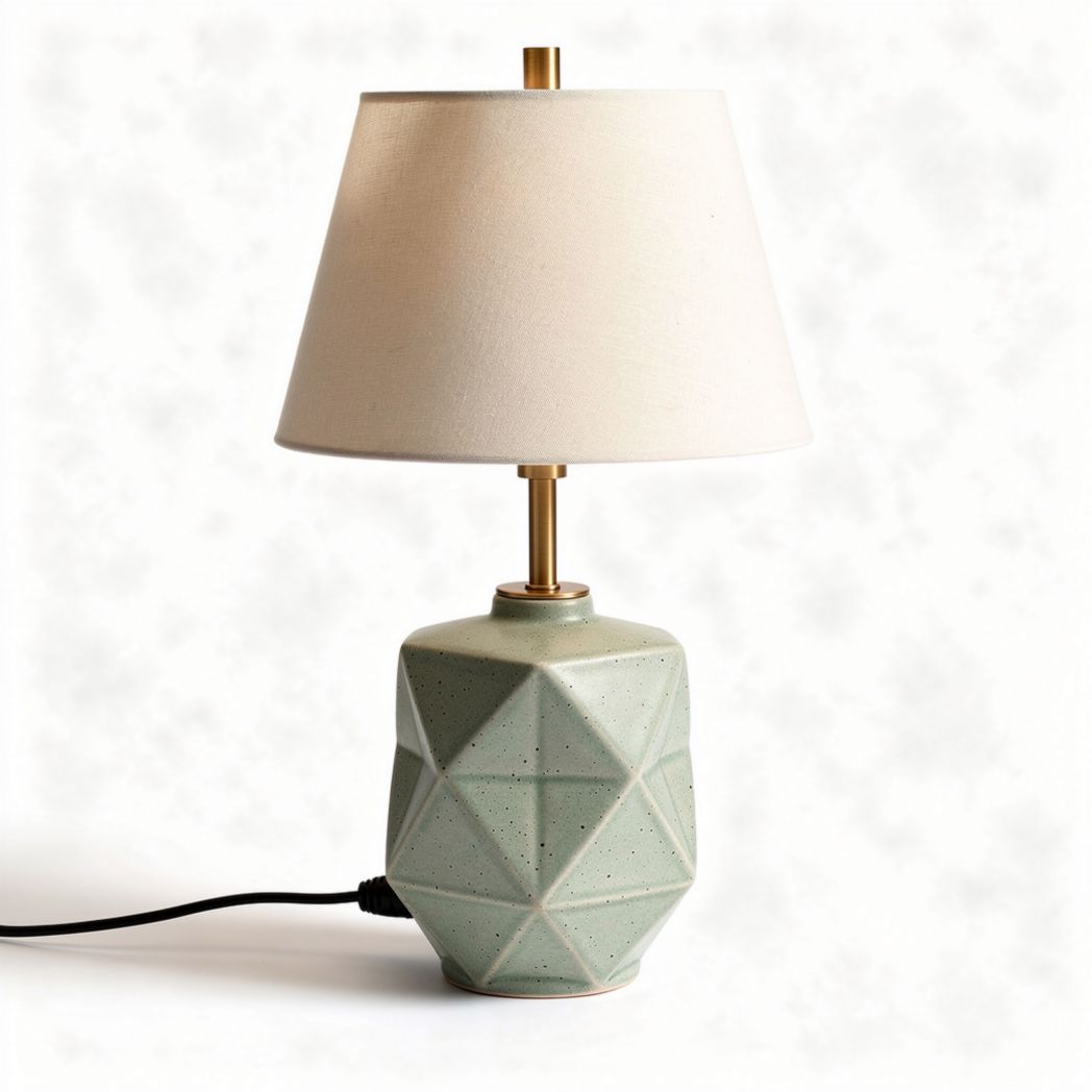 Lampe de table en céramique verte avec abat-jour en tissu blanc 20 x 20 x 40cm