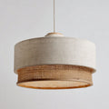 Suspension en lin beige avec lampe intérieure en verre 25 x 25 x 30cm