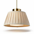 Suspension en lin blanc avec contours noirs diamètre 30 cm hauteur 15 cm pour éclairage intérieur