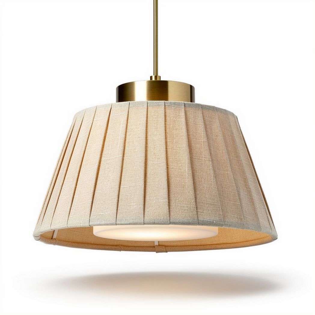 Suspension en lin blanc avec contours noirs diamètre 30 cm hauteur 15 cm pour éclairage intérieur