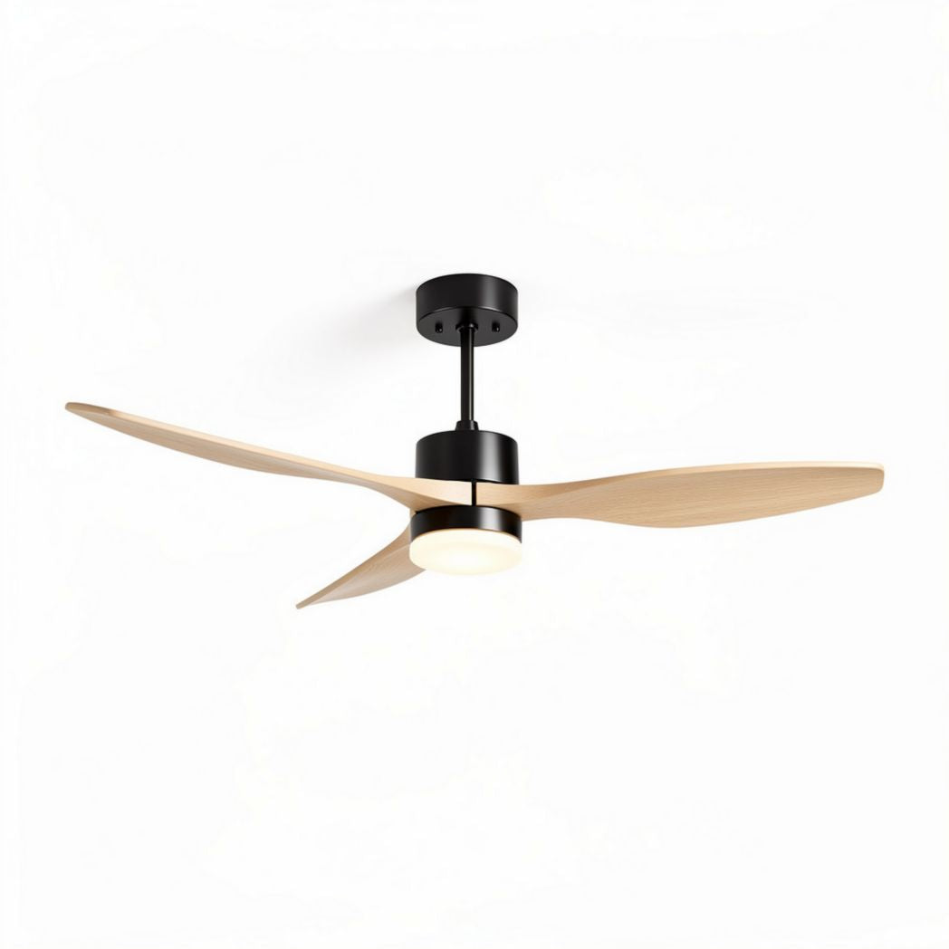 Ventilateur de plafond en bois et métal avec éclairage intégré 120 x 120 x 30cm