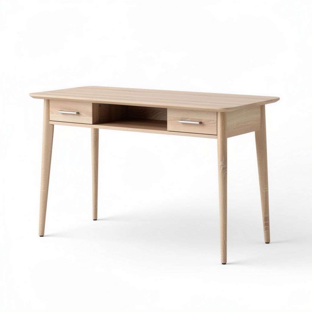 Bureau en bois clair avec deux tiroirs dimensions 120 x 60 x 75cm