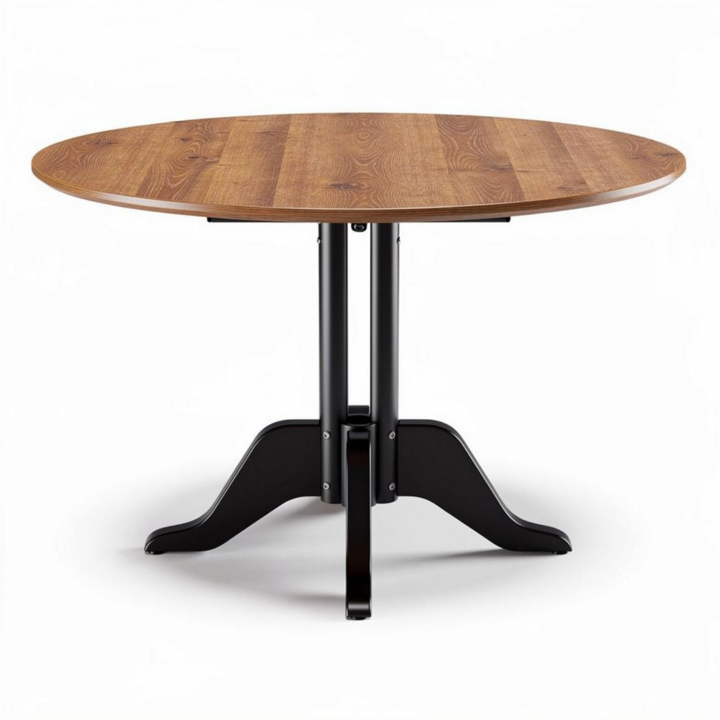 Table ronde en bois de chêne avec pieds en métal 120 x 120 x 75cm