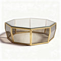 table basse octogonale en verre et métal doré 100 x 100 x 40cm