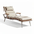 Chaise longue en aluminium et tissu beige avec coussin intégré dimensions 200 x 65 x 80cm